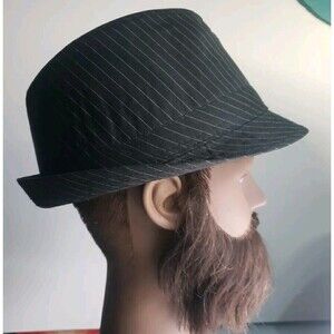 Men's Black Pinstriped Fedora Style Hat -  Size S/M